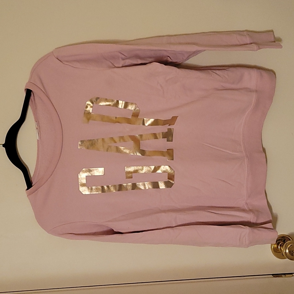 Gap pink and gold crew neck sweatshirt